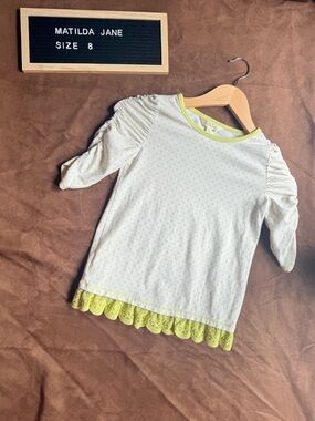 Matilda Jane Knit Blouse w/ Green Lace Trim